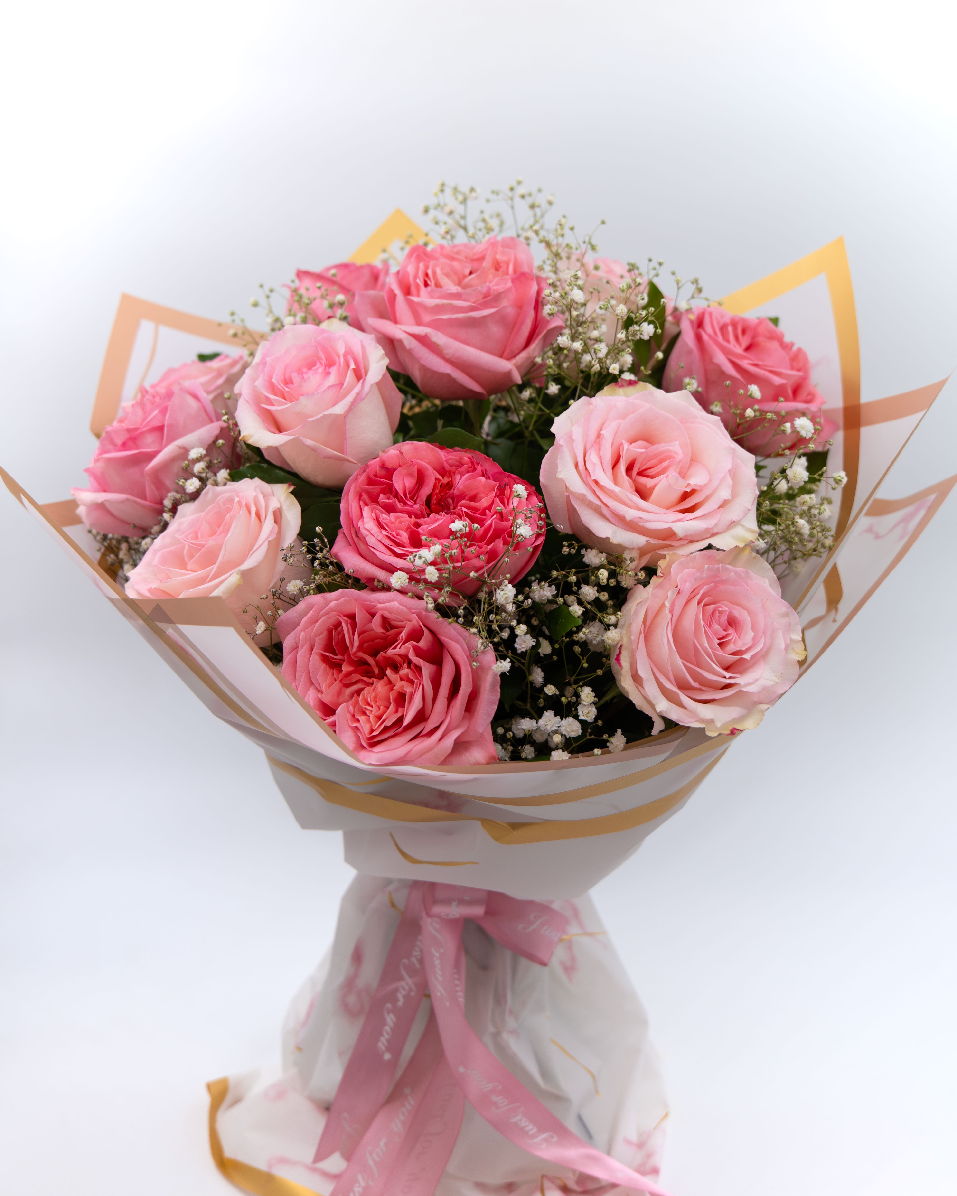 Ramo de 12 rosas rosadas